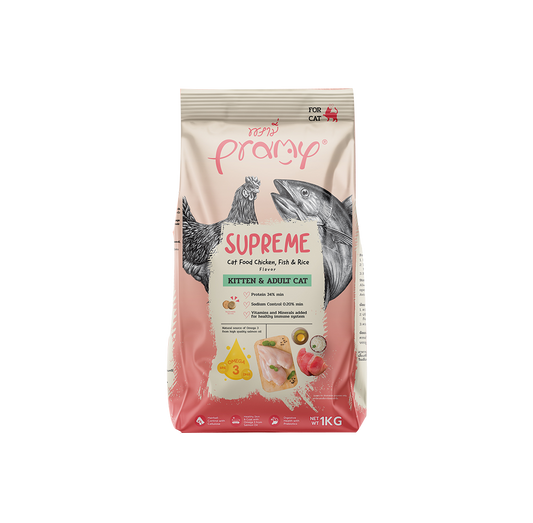 Pramy Supreme Dry Food Kitten&Adlut Chichen,Fish&Rice