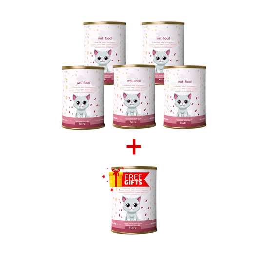wet food fish for cats, five and one free