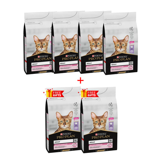 Pro Plan Adult Delicate Digestion Dry Cat Food with Turkey  Buy 4 get 2 free